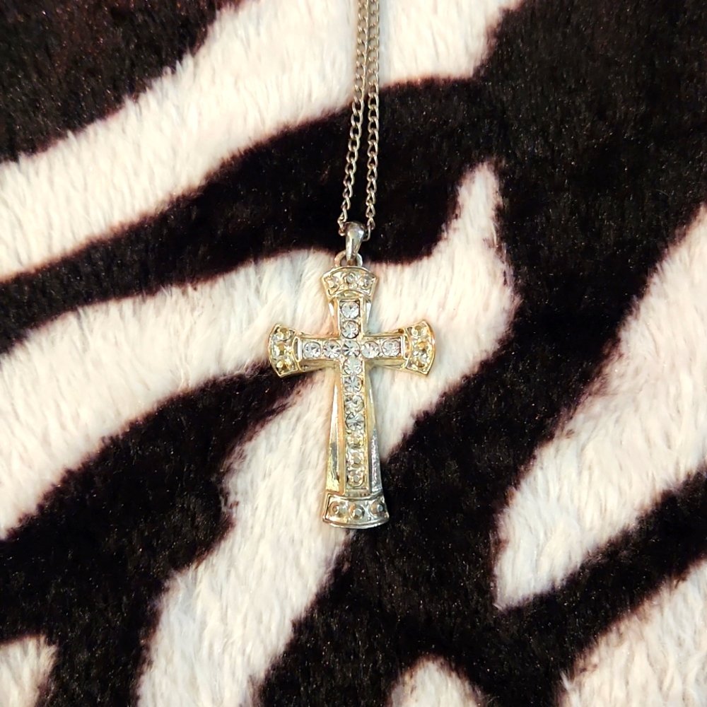 Silver/Gold Long Cross Necklace